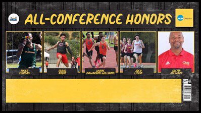 Congratulations to Tyler Thomas @ulv_athletics Isaac Robin @chapmansports Shane Kawasaki-Williams @oxyathletics Joey Litvin @caltechbeavers and Glenn Stewart and @AthleticsCMS and all of our #theSCIAC men’s track & field All-Conference honorees! #SoCalSoGood #SCIACtion