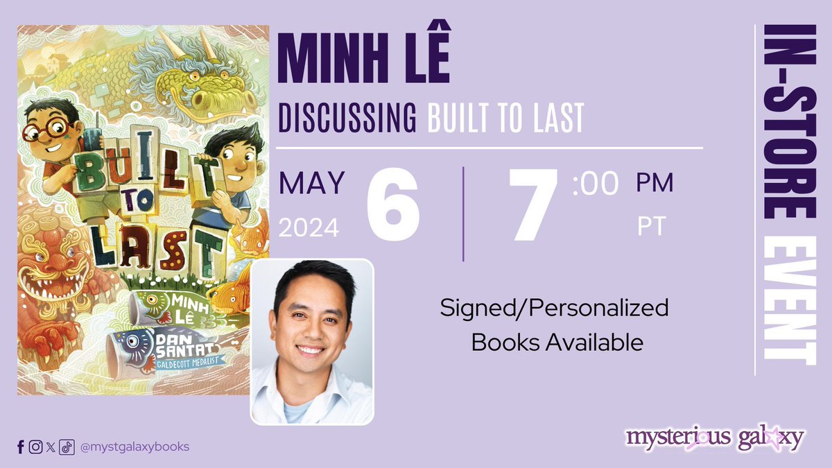 ✨ On Monday, May 6th, 2024 at 7 PM PT, we're hosting an In-Store event with MINH LE (<a href="/bottomshelfbks/">Minh Lê</a>) - to discuss BUILT TO LAST! 

Signed and personalized books available! <a href="/KnopfBFYR/">Knopf BFYR</a>

For more information &amp; to register -> buff.ly/3T4e5gr
