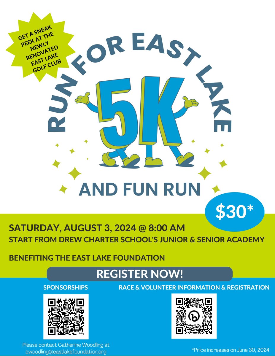 The countdown begins! ⏰ Only 3 months left until the much-awaited Run for East Lake 5K and Fun Run on August 3rd! Register Now: runsignup.com/Race/GA/Atlant…