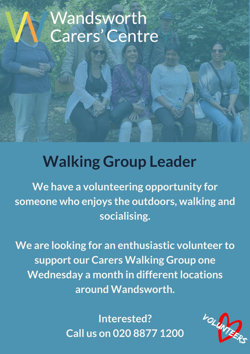 Walking Group Leader volunteer wanted!! If you like walking and the outdoors get in touch! #wandsworthcarerscentre #wandsworthcommunity #community #carersupport #volunteer #yourvoicematters #strongertogether #tootingnewsie #balhamnewsie