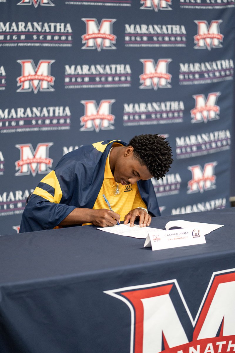 SIGNING DAY! Congrats to Camden Jones and family on his future at CAL. Maranatha football appreciates the trust and dedication from @theecamjones . @cal_football #maranathafootball🔵🔴⚪📈