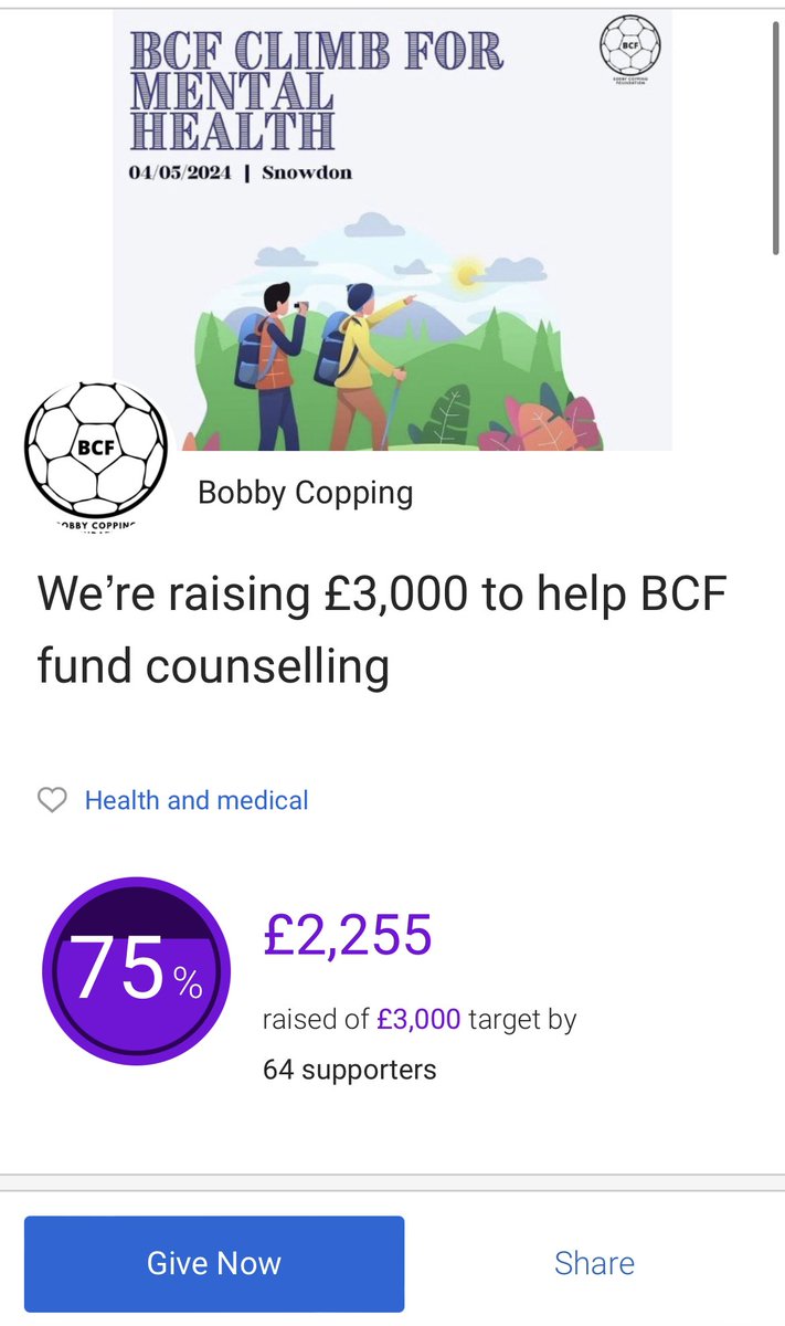 We are £745 away from our fundraising target ahead of tomorrow’s Snowdon Climb! All funds raised will go towards fully funding professional counselling. See below the link to donate: justgiving.com/crowdfunding/c…