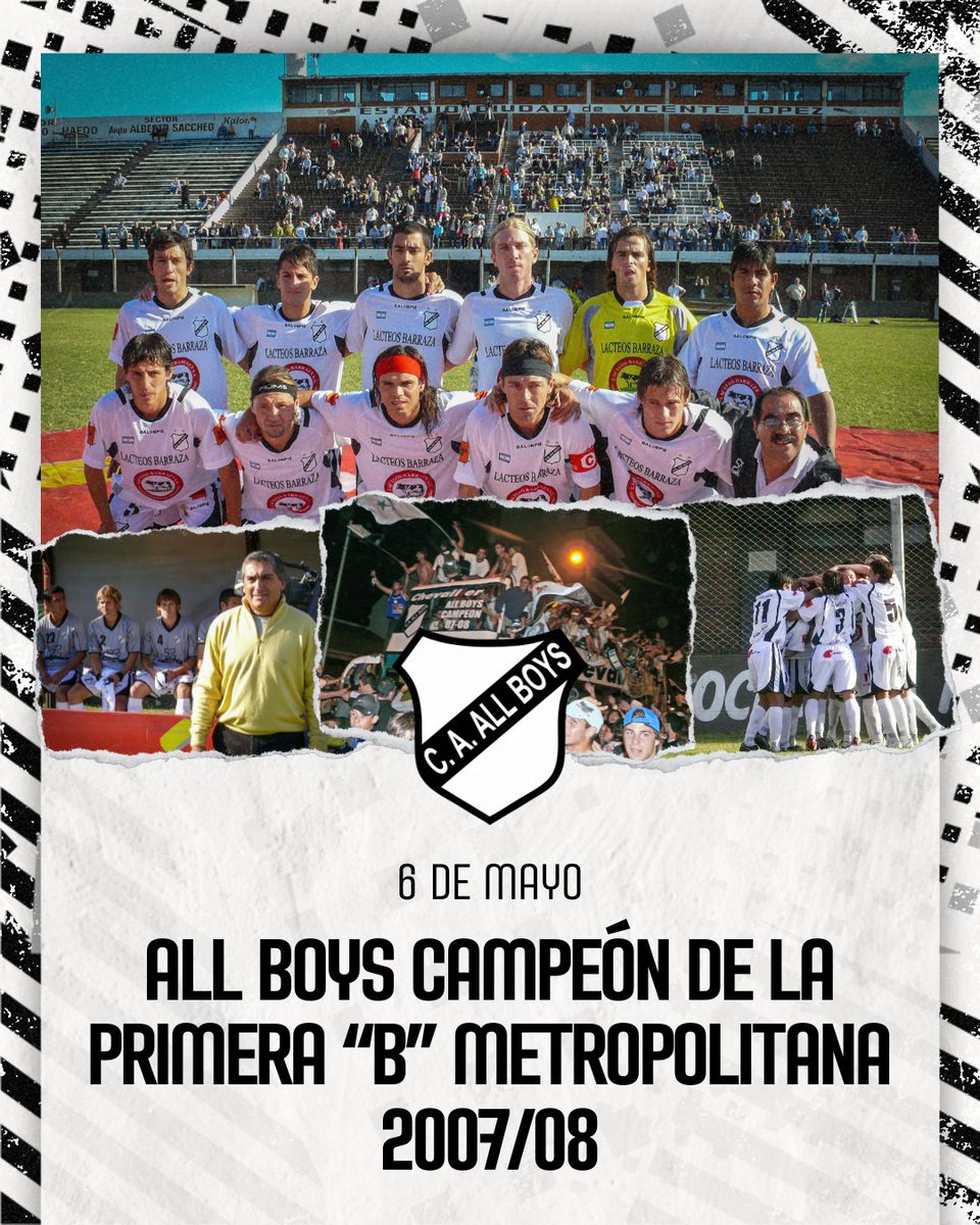 6 DE MAYO | 16 AÑOS DE ALL BOYS CAMPEÓN DE LA PRIMERA "B" METROPOLITANA 🏆

Un día como hoy, pero de 2008, #AllBoys vencía a Atlanta por 2 a 0 y con ese resultado lograba el campeonato con tres fechas de anticipación, consiguiendo sacarle 15 puntos de diferencia al segundo 🙌