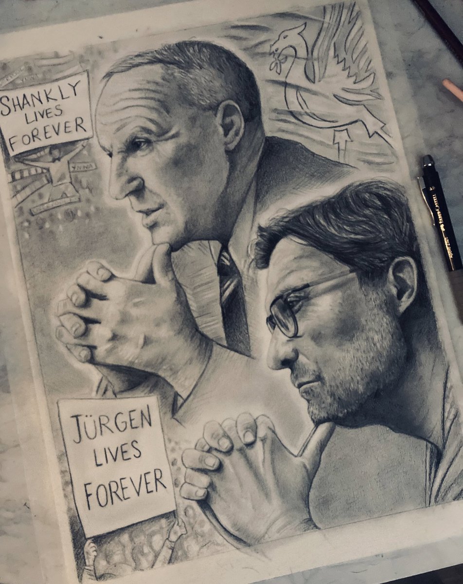 Working on this Klopp and Shankly pencil drawing tonight ❤️