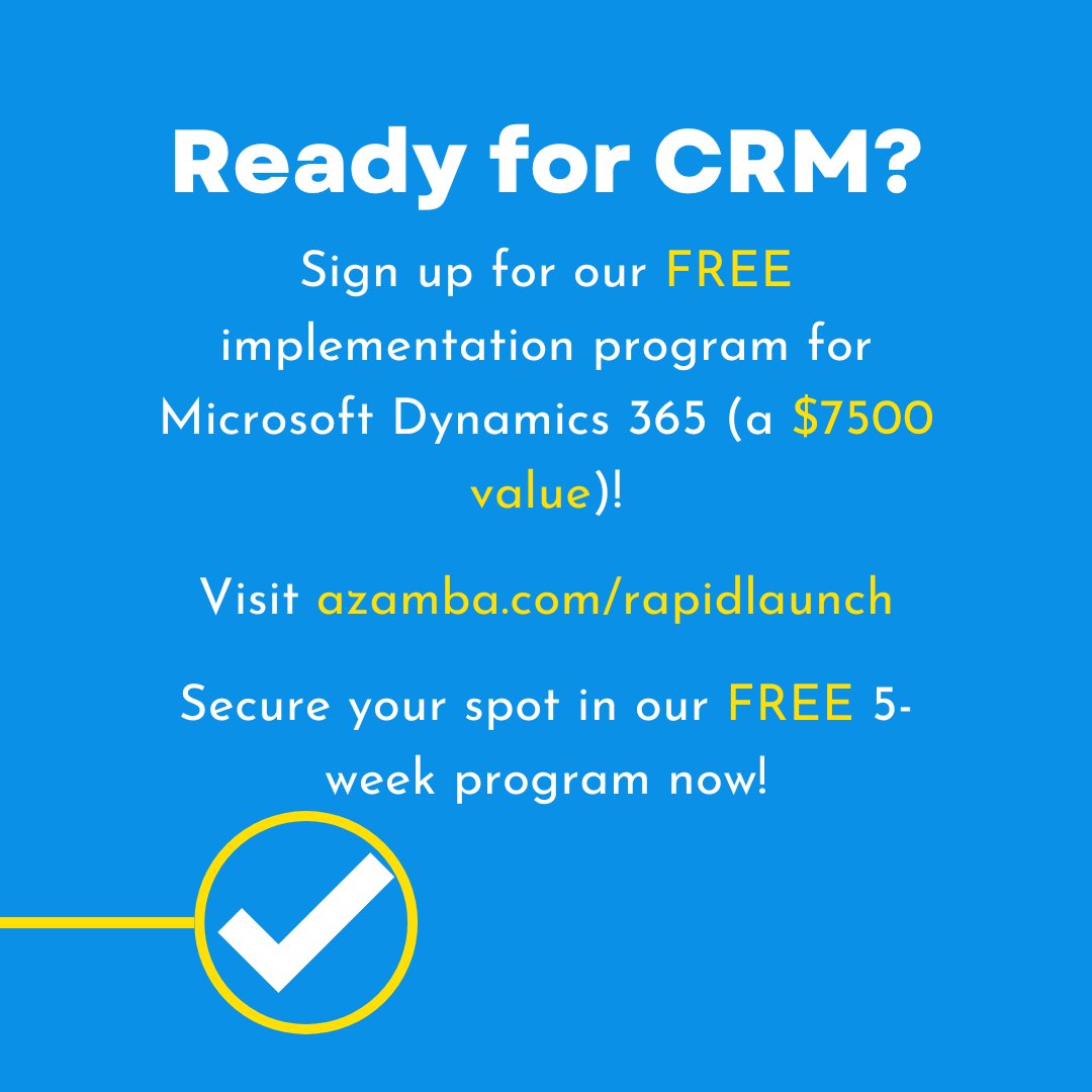 AzambaInc's tweet image. Maximize your Microsoft Dynamics 365 Business Central and CRM integration to empower your team!

Tailor your CRM, track metrics with dashboards, and streamline workflows for smarter, faster decisions.

Streamline your workflows and boost team productivity!

#microsoftcrm #crm
