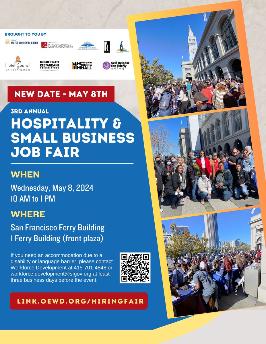 On May 8 @LondonBreed and @sfoewd are hosting the 3rd Annual Hospitality & Small Business Job Fair. It's an event for businesses to find and hire the workers they need! Part of San Francisco Small Business Week @sfsmallbusiness