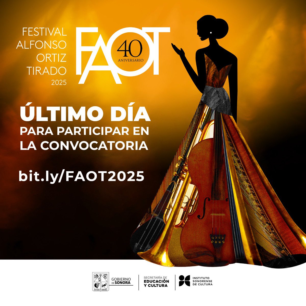 Hoy es el último día para inscribirse como artista dentro de la convocatoria del Festival Alfonso Ortiz Tirado 2025. Es una gran oportunidad para ser parte del evento cultural más importante del noroeste del país.

Les comparto las bases ➡️ bit.ly/FAOT2025. ¡Celebremos…