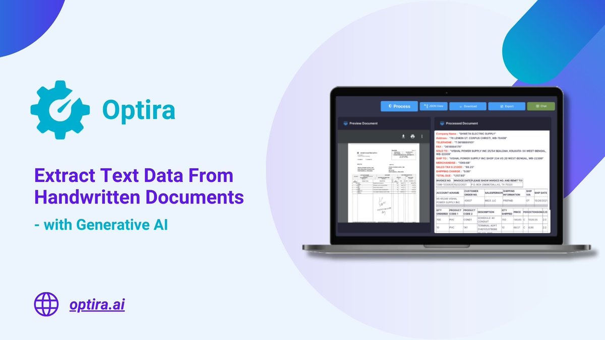 Extract text-based data from any handwritten documents with incredible accuracy!

Try Optira, a Generative AI-powered NLP solutions to automate data extraction tasks from large volume of files (any type, any format): 
optira.ai

#dataextraction #generativeai #nlp