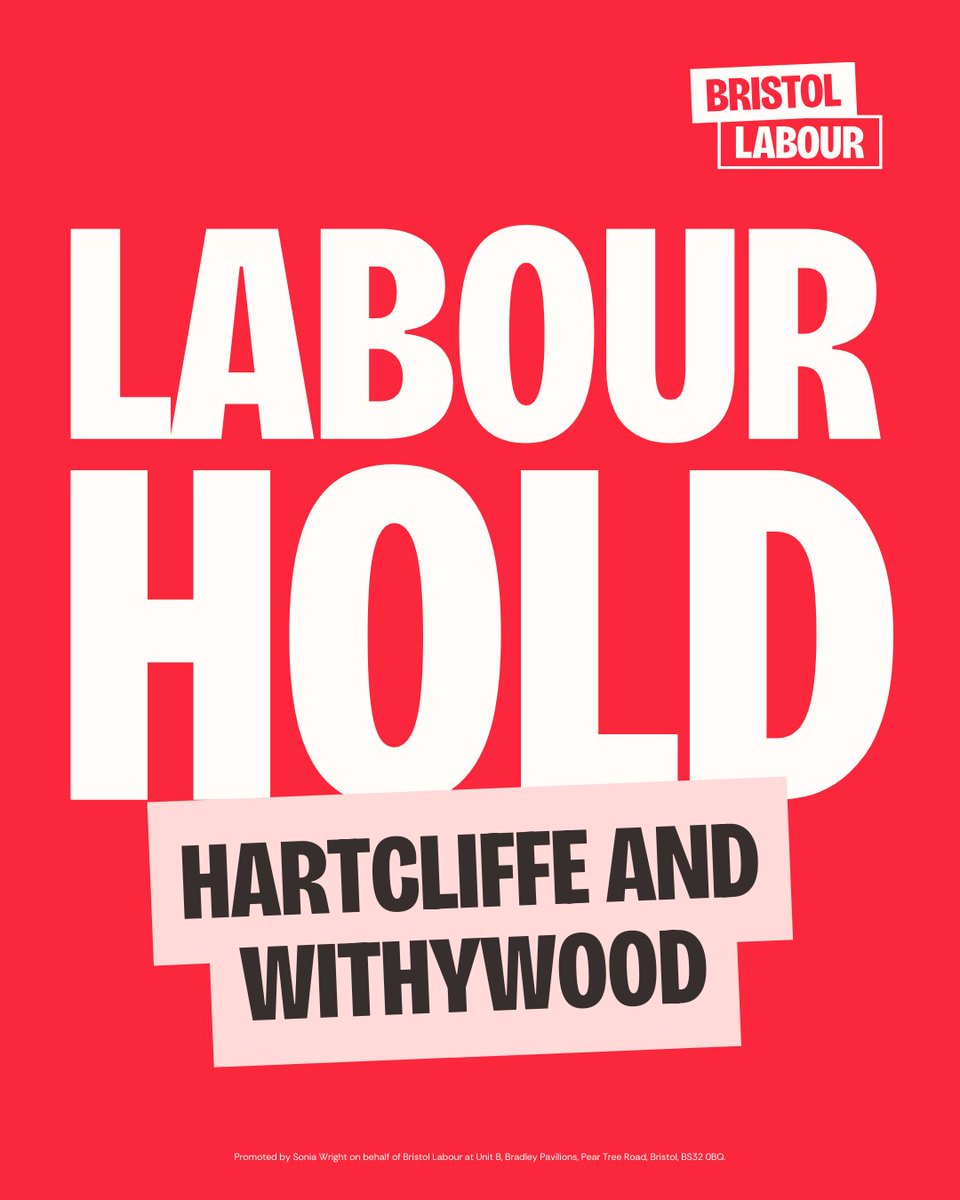 🌹 Labour hold Hartcliffe and Withywood - congratulations @ward_kerry, @bs13kirsty and @P_Goggs
