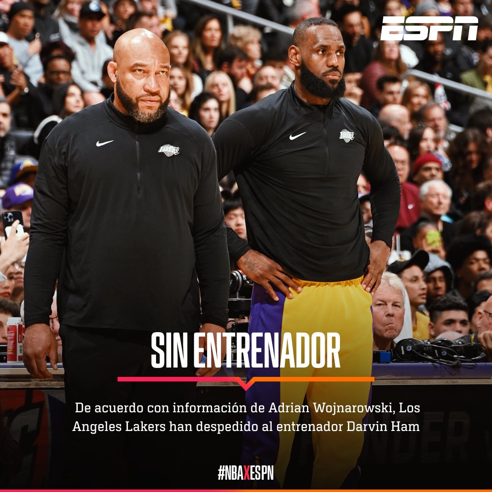 🚨 🚨 🚨 🚨 🚨

Darvin Ham ha sido despedido como entrenador de los Lakers.

#NBAxESPN 🏀