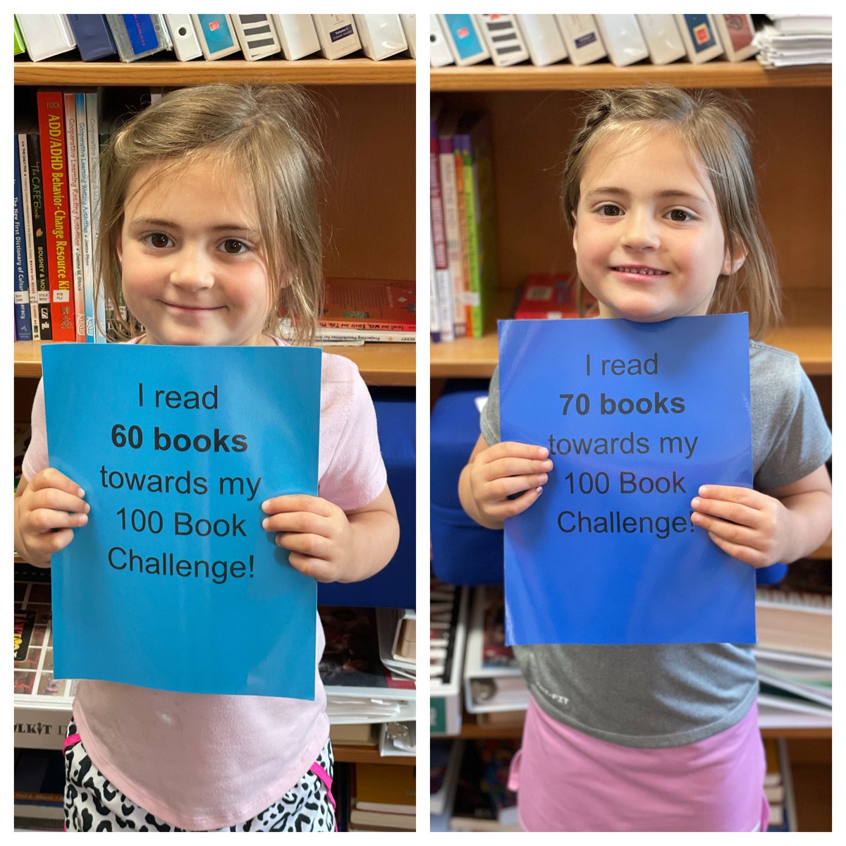 Congratulations to this Kindergarten Bulldog who has read/listened to 60 & 70 books toward her 100 Book Challenge! #webelieveinGES #BulldogProud 💙🐾