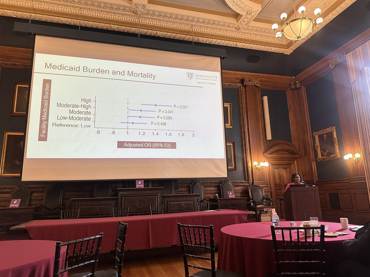 Dr Jodi-Ann Edwards presents data demonstrating that an institution’s proportion of Medicaid patients predicts mortality in those with necrotizing soft tissue infection. @PhilAcadSurgery @BostonSurgical @DownstateSurg