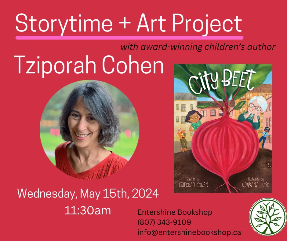 We are delighted to announce that award-winning children's author, Tziporah Cohen, will be in our shop to read and do a craft from her latest book 'City Beet'. This is a perfect event for readers in the three to six age range.