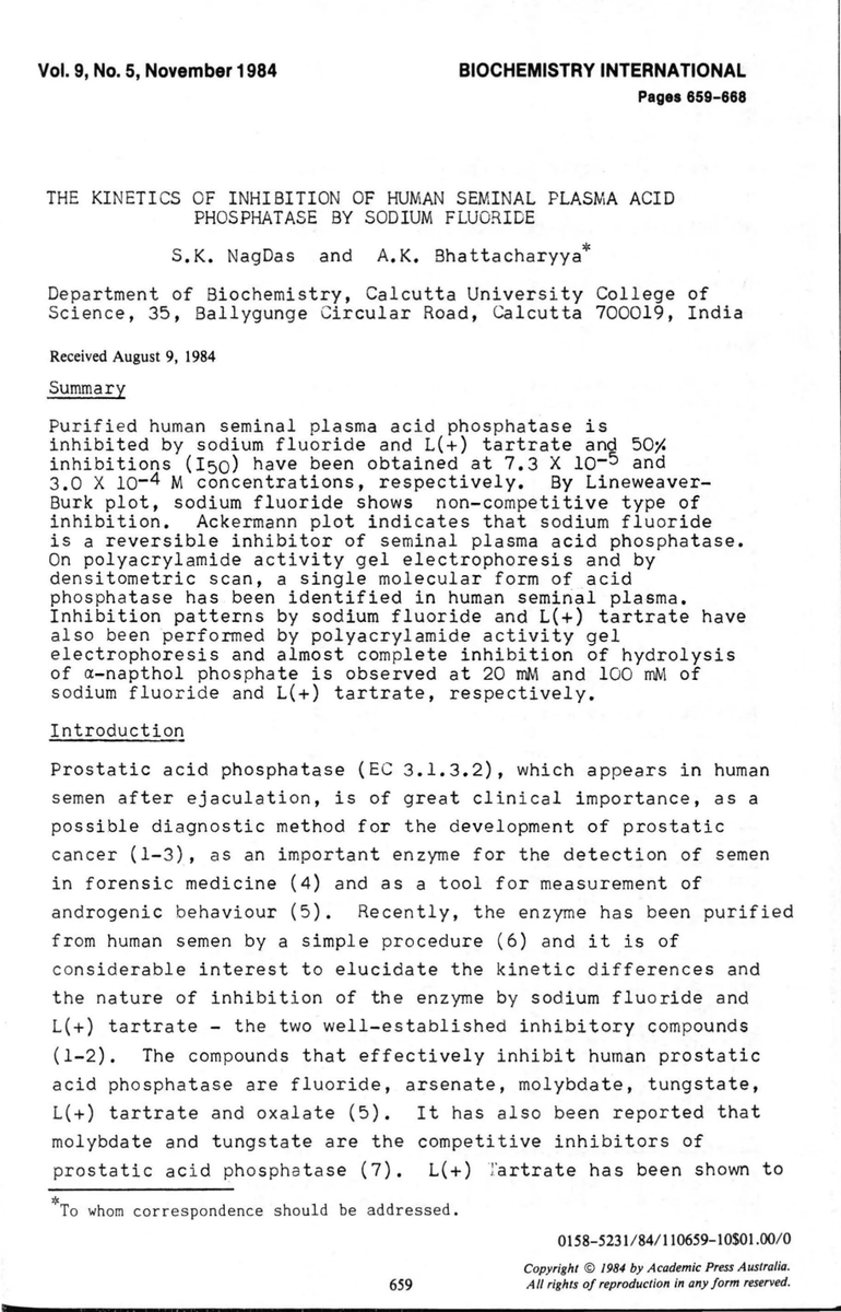 The kinetics of inhibition of human seminal plasma acid phosphatase by sodium fluoride dlvr.it/T6NQ5m