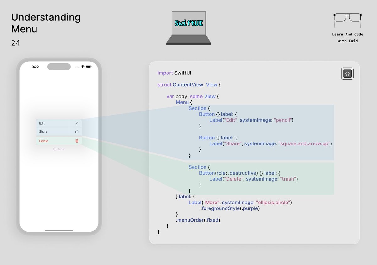 Using sections in a menu in SwiftUI💡

→ learnandcodewithenid.com