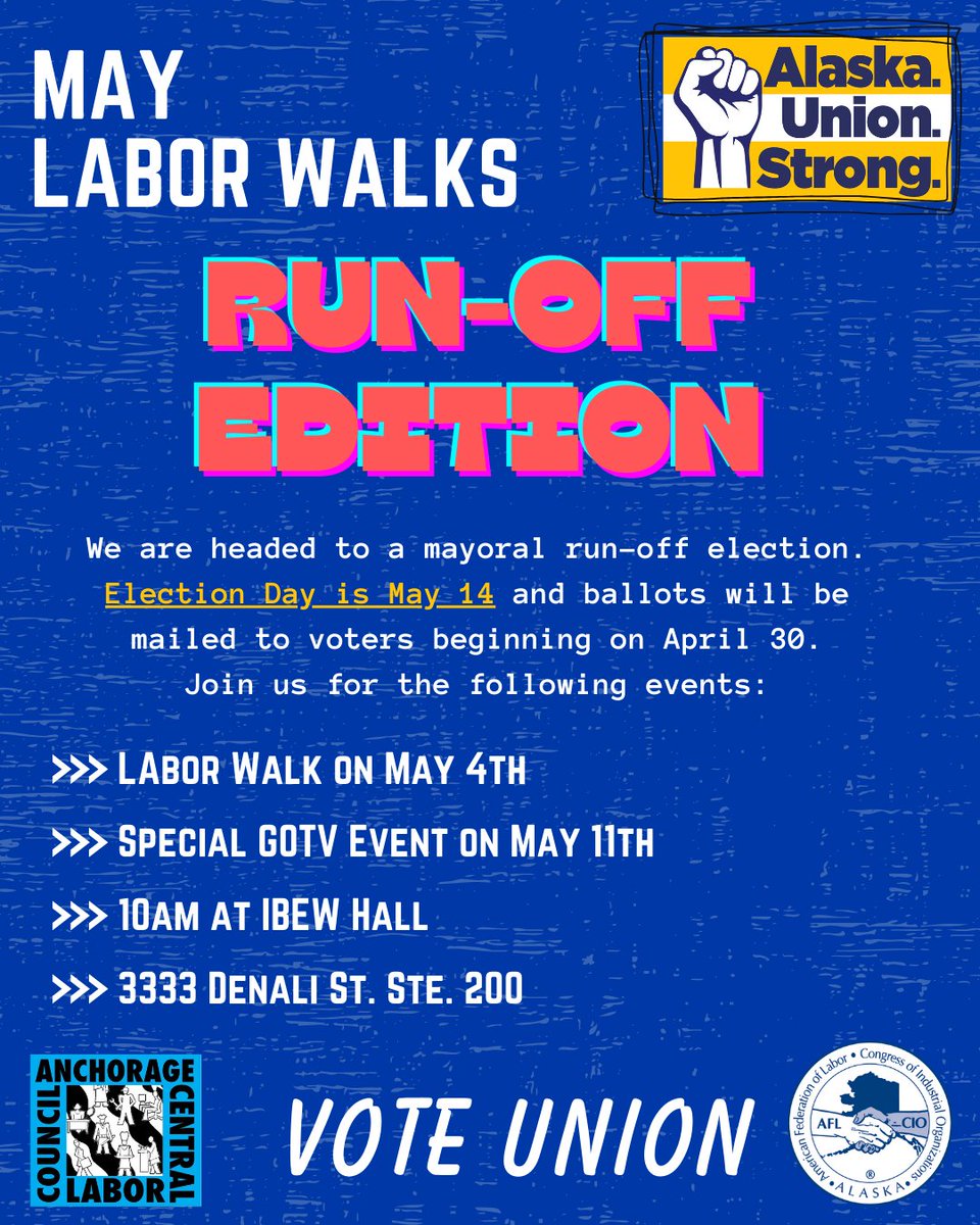 AKAFLCIO's tweet photo. The run-off election is coming to a close and we are headed into the home stretch. Join us TOMORROW and help get out the #UnionVote! https://t.co/bV0XplriGX