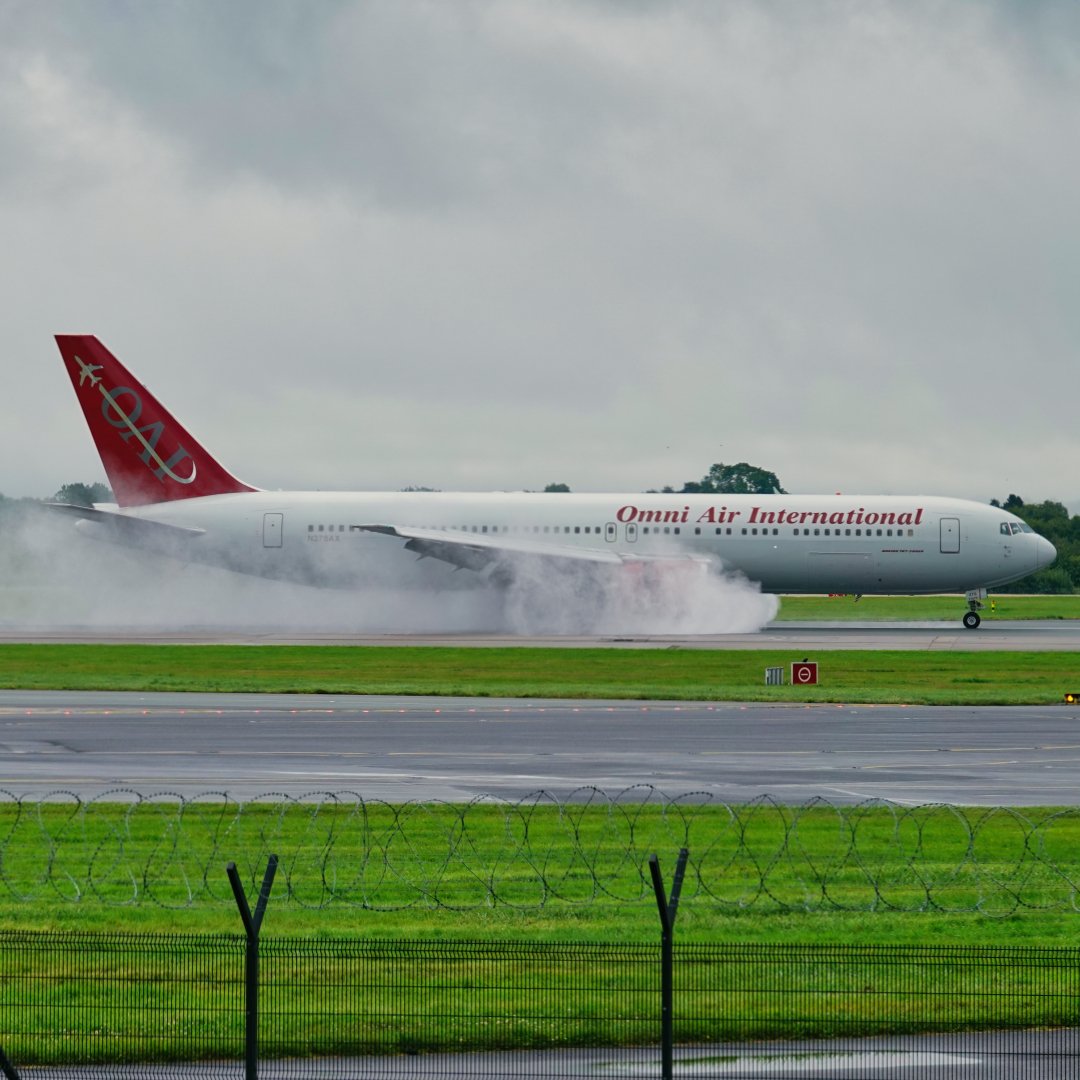 Omni Air International Boeing 767-300ER N378A arriving at Manchester Airport from Toronto Pearson International Airport 23.7.23. #omniairinternational #omniair #boeing #763er #767300er #b767 #b763 #b763er #b767300er #boeing767 #boeing763 #boeing763er #boeing767300er #boeingb767