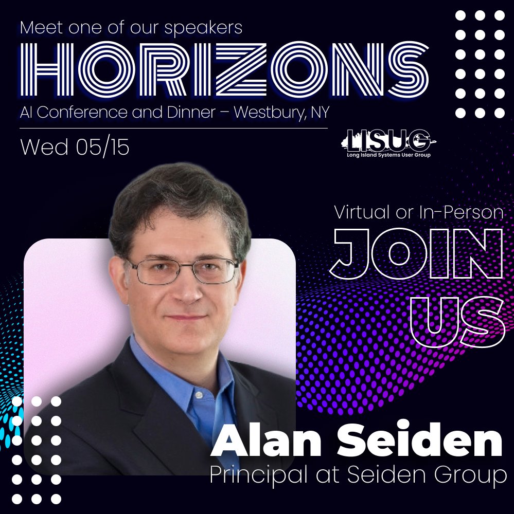 Excited to welcome Alan Seiden, Principal at Seiden Group, as a speaker at Horizons 2024! Dive into AI innovations with his expert insights.

Join us in Westbury, NY on May 15,  in-person or virtually.

Secure your spot: lisug.org/featured-event…
#Horizons2024 #AIConference #IBMi
