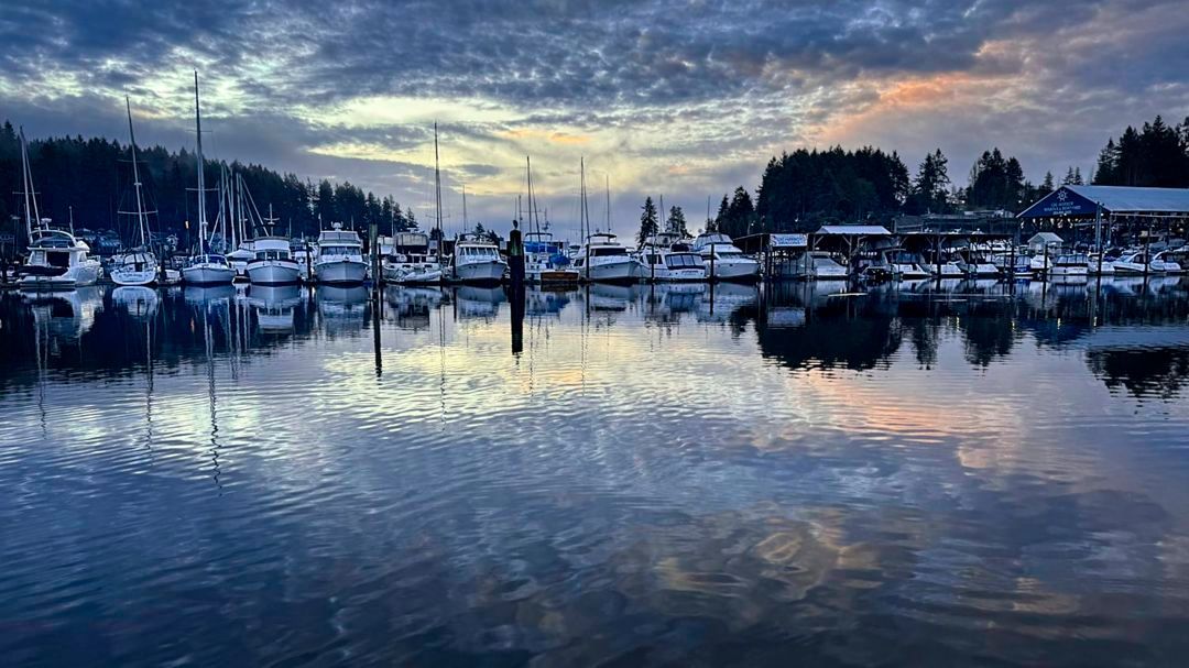 Looking east across the water of Gig Harbor, anticipating the sunrise. #pugetsound #sunrise