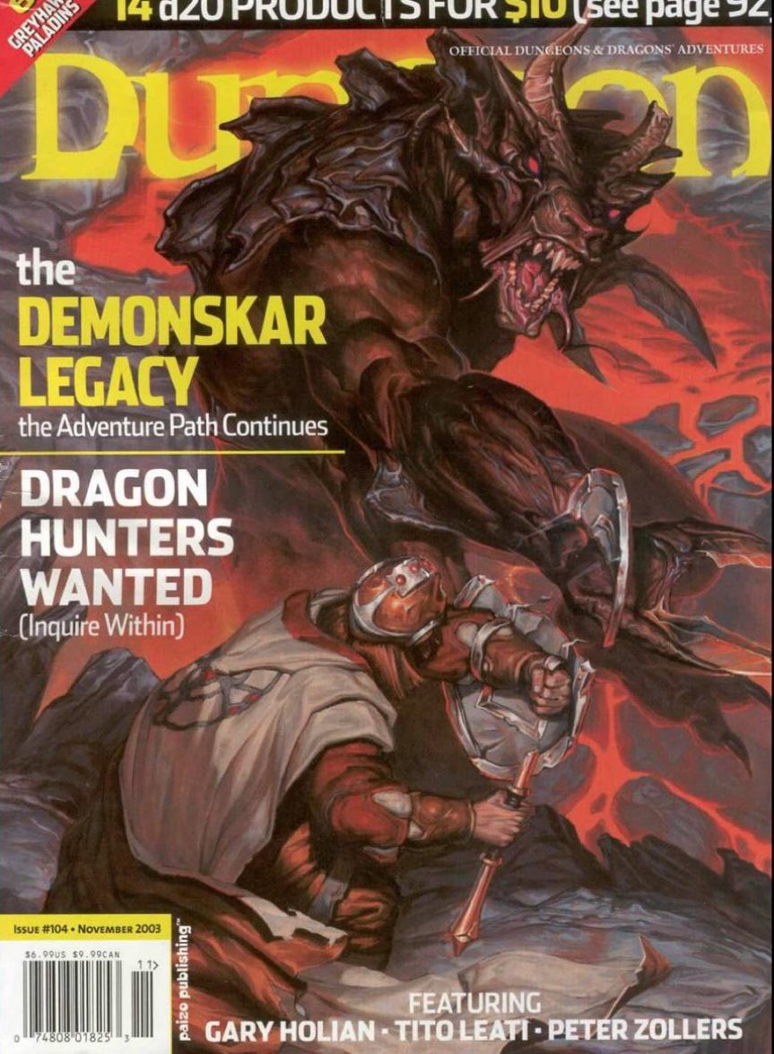 Dungeon Magazine, issue 104, features cover art by Matt Covatta, and a couple of jungle adventures #dndaventures #dungeonsanddragons