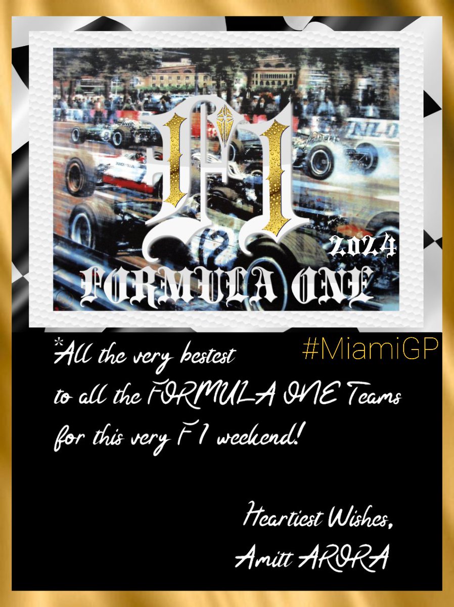 Amitt_ARORA's tweet photo. 🏎️ @F1 #2024 Round 6'
#MiamiGP #WEEKEND
03rd - 5th #May
#F1 MIAMI #GrandPrix
At The #Miami International #Autodrome Miami Gardens #Florida, #UnitedStates!
#FormulaOne 24 #Season
#LetsRACE
#Mercedes #Ferrari #RedBull #McLaren #AstonMartin #Haas #KickSauber #RB #Williams #Alpine! https://t.co/ZH539hQ6o9