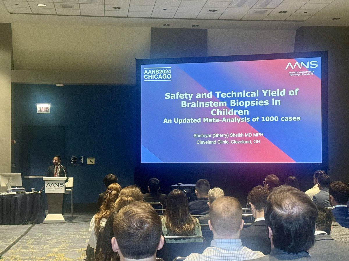 PGY-4 Dr. Sherry Sheikh’s #metaanalysis found brainstem #biopsies safe to perform in #pediatric populations to facilitate #ClinicalTrial enrollment for #gliomas. 

<a href="/AANSNeuro/">AANS</a> #AANS2024