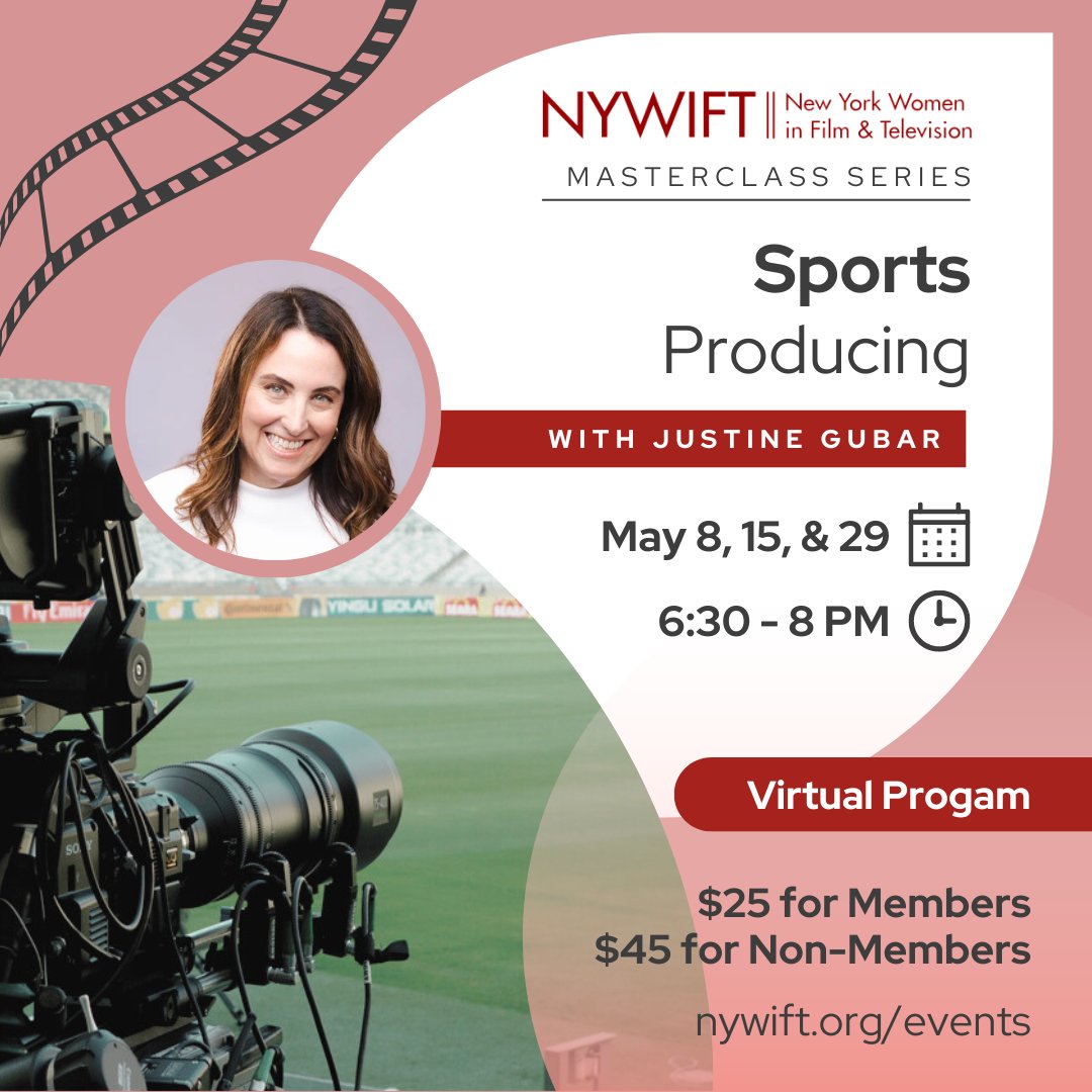 Just in time for the #Olympics join @NYWIFT for their Masterclass Series: Sports Producing with TV Producer Justine Gubar! Thru case studies & convos, learn the process of producing sports docs & sports content production.
⚾ Use code GoodSport for 20% off bit.ly/3Qrnmia
