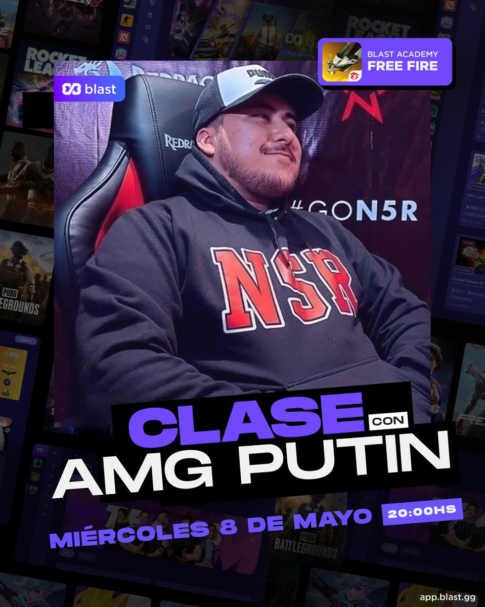 ¡Blast Academy: Free Fire! Una oportunidad para aprender y perfeccionar tus habilidades en Blast junto a AMG Putin. 📅 Miércoles 8 de Mayo ⏰ 20:00hs ¡Para poder asistir a la clase solo debes llenar el formulario! 👉 forms.gle/XQpSJwzH4PYngq… ¡Te esperamos en nuestro Discord!…