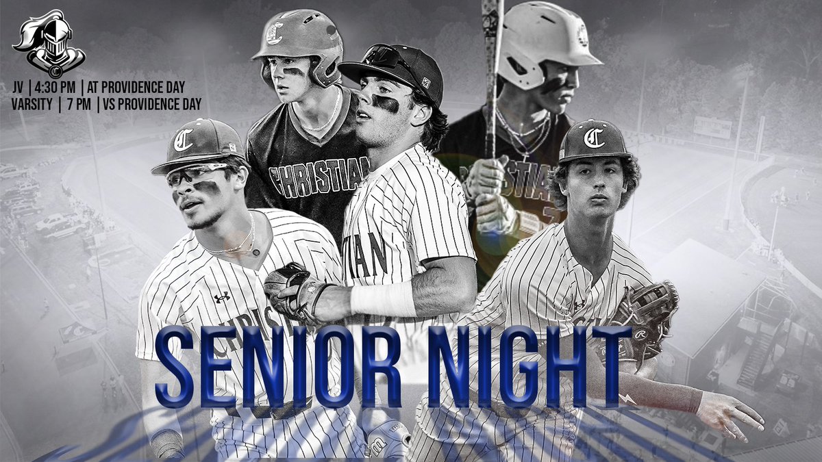 It's senior night for varsity baseball! JV plays away at Providence Day at 4:30 pm and varsity hosts the Chargers at 7 pm. Senior recognition will be before the varsity game begins. Come cheer on the Knights!