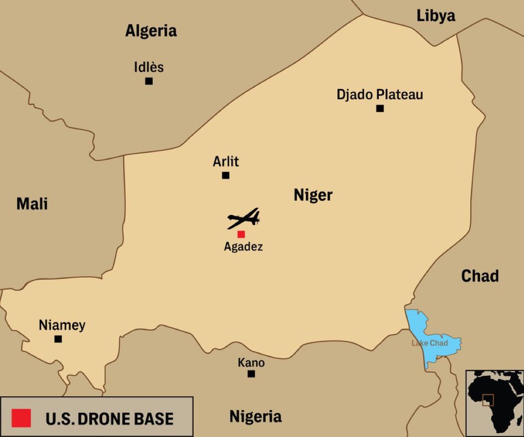 🚨النيجر …

أمريكا قامت ببناء قاعدة عسكرية بمبلغ 110 مليون دولار لجيشها في النيجر وقبل يومين سمحت النيجر للجيش الروسي بالدخول للقاعدة وتقوم بإجراءات لطرد الجيش الامريكي من البلاد.