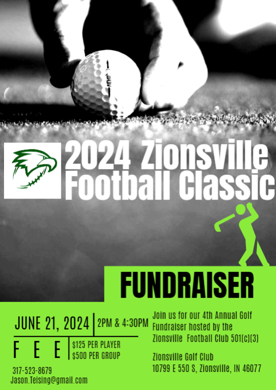 The 4th Annual Zionsville Football Classic is now set for Friday June 21st! We always look forward to spending time with our community supporters for a day of fun on the course! Spots will fill very fast so please use the contact info to sign up ASAP! See you on the 21st!