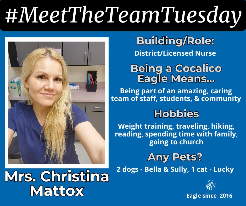 It's time for #MeetTheTeamTuesday! 👏

Get to know our incredible staff members who inspire and support learning for every child, every chance, every day! #EaglePACT @AdamstownSchool @DenverEl @ReamstownElem @CocalicoMiddle @CocalicoHS