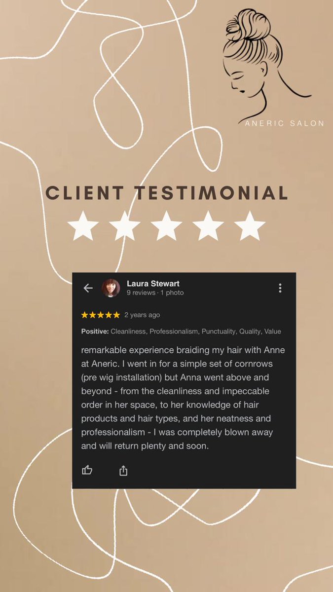 #clientreview #testimonialfriday If you’re one of loyal clients, we’d love your feedback on our instagram, WhatsApp, Google page or Fresha! We are always looking to improve and make your experience unique #AnericHairSalon #clientreviews #clientappreciation #clientsatisfaction