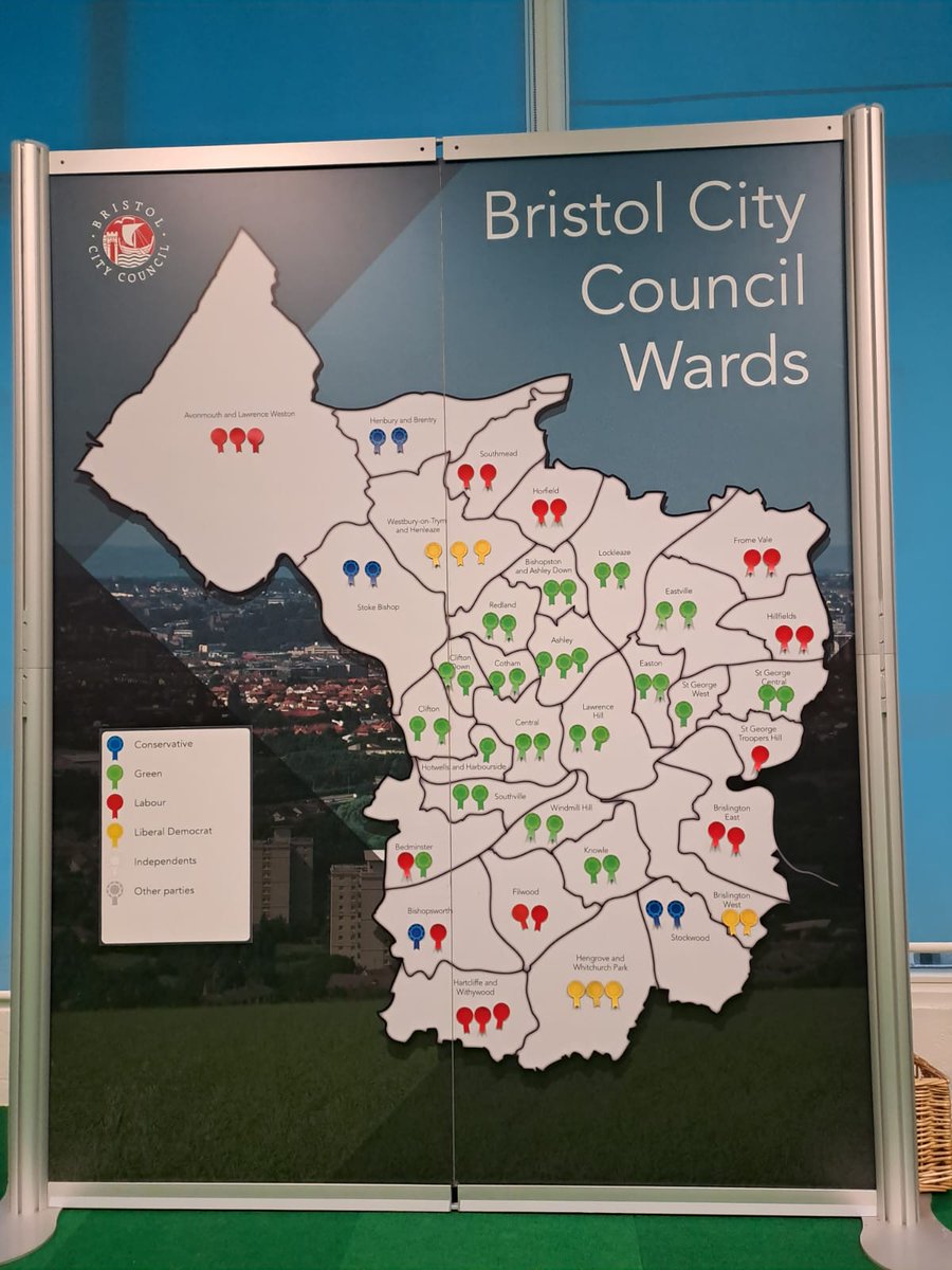 Here's a final map of the local election results. The results are also being added online at bristol.gov.uk/elections-resu…