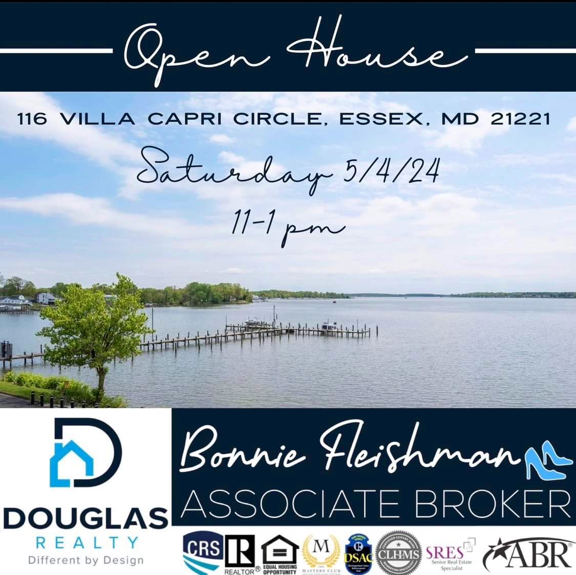 💙OPEN HOUSE
💙SATURDAY 5/4/24 11-1pm
💙116 Villa Capri Circle, Essex, MD 21221
💙For more information on this listing click the link below or, please contact Bonnie Fleishman with Douglas Realty!
bonniefleishman.com/.../116.../MDB…