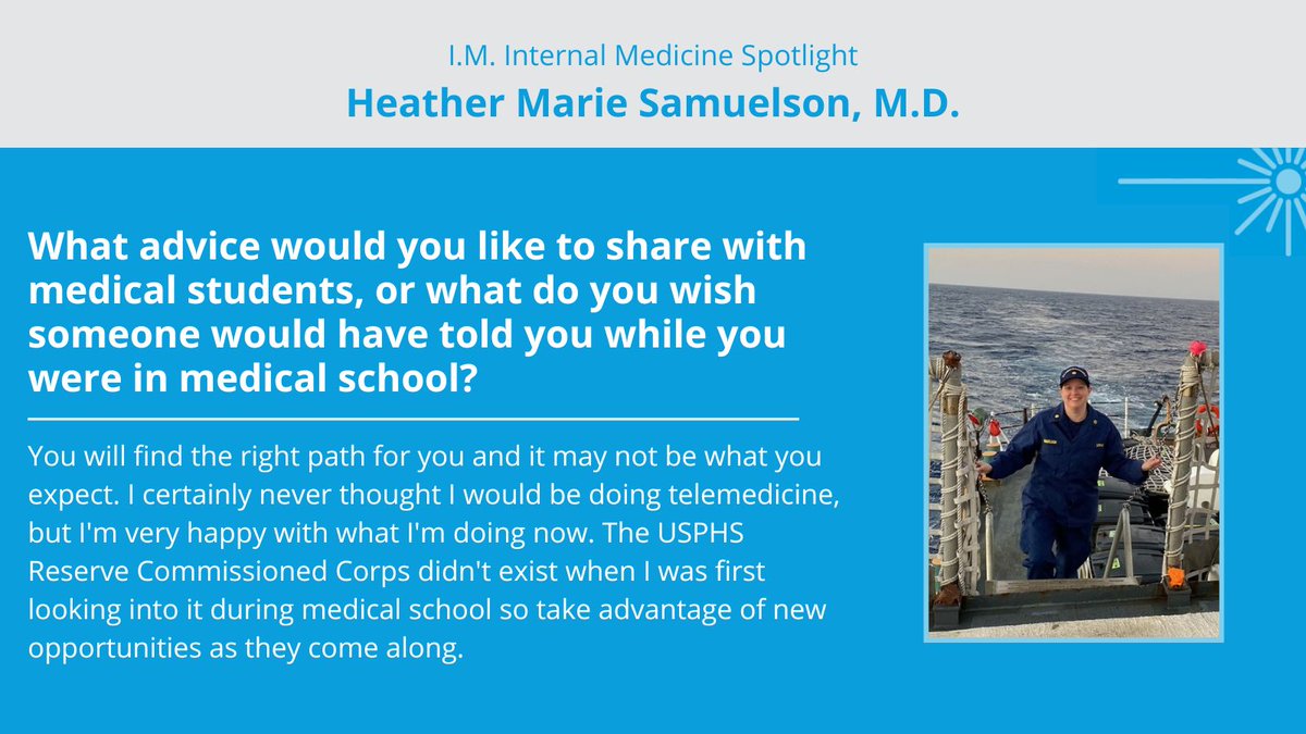 Heather Marie Samuelson, M.D., talks finding the right career path and being open to the unexpected in ACP IMpact's I.M. #InternalMedicine Spotlight: ow.ly/tTBP50Rvk5Q #IMProud #IMPhysician