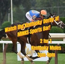 Watch the Kentucky Derby HERE! Doors open at 3pm. 2 for 1 Kentucky Mules until 5pm. . . . #kentuckyderby #horseraces #kentuckymules #minks #minksvegas