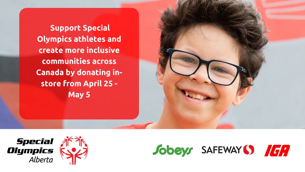 Until May 5th, donate $2 at checkout at any <a href="/sobeys/">Sobeys</a> @safewaycanada or IGA to help support inclusion in sport. Your donation will provide more opportunities for athletes with intellectual disabilities to participate in sport and stay healthy.

#inclusivesport #specialoalberta