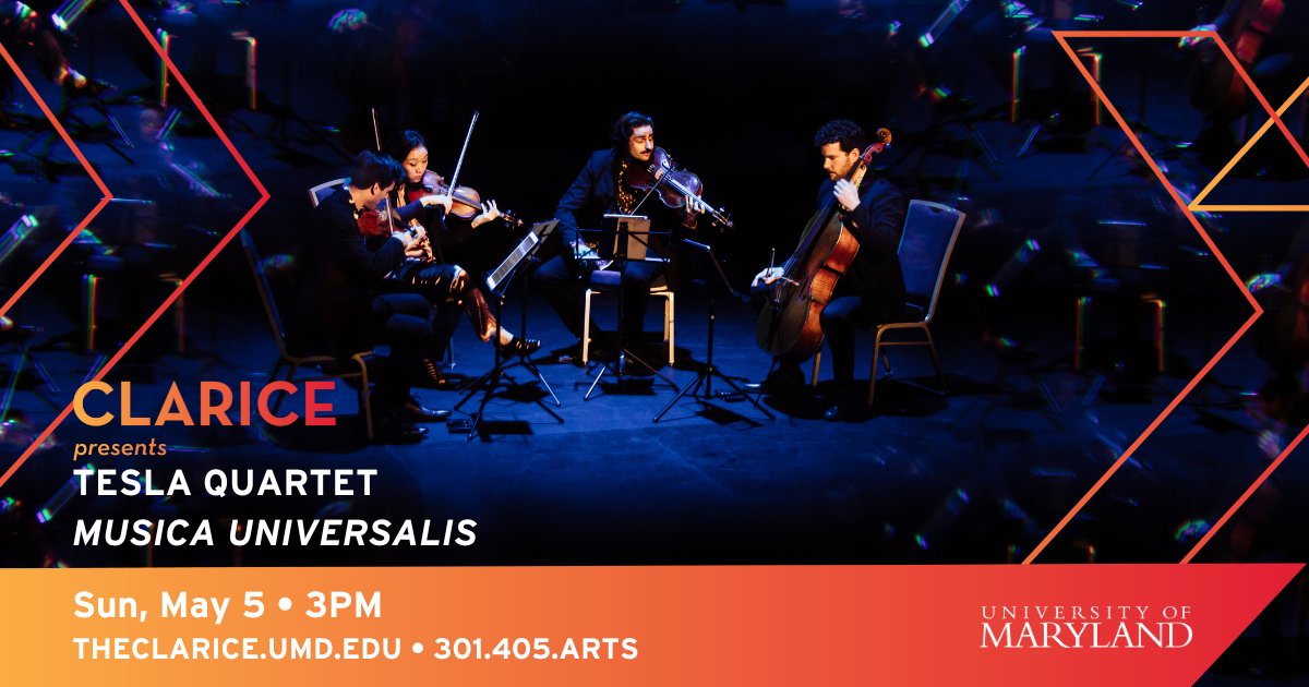 Join the Tesla Quartet for their Musica Universalis” on Sun, May 5. Enjoy an afternoon of chamber music by the ‘technically superb’ quartet. 🛸 Get your tickets now→ go.umd.edu/teslaq2024