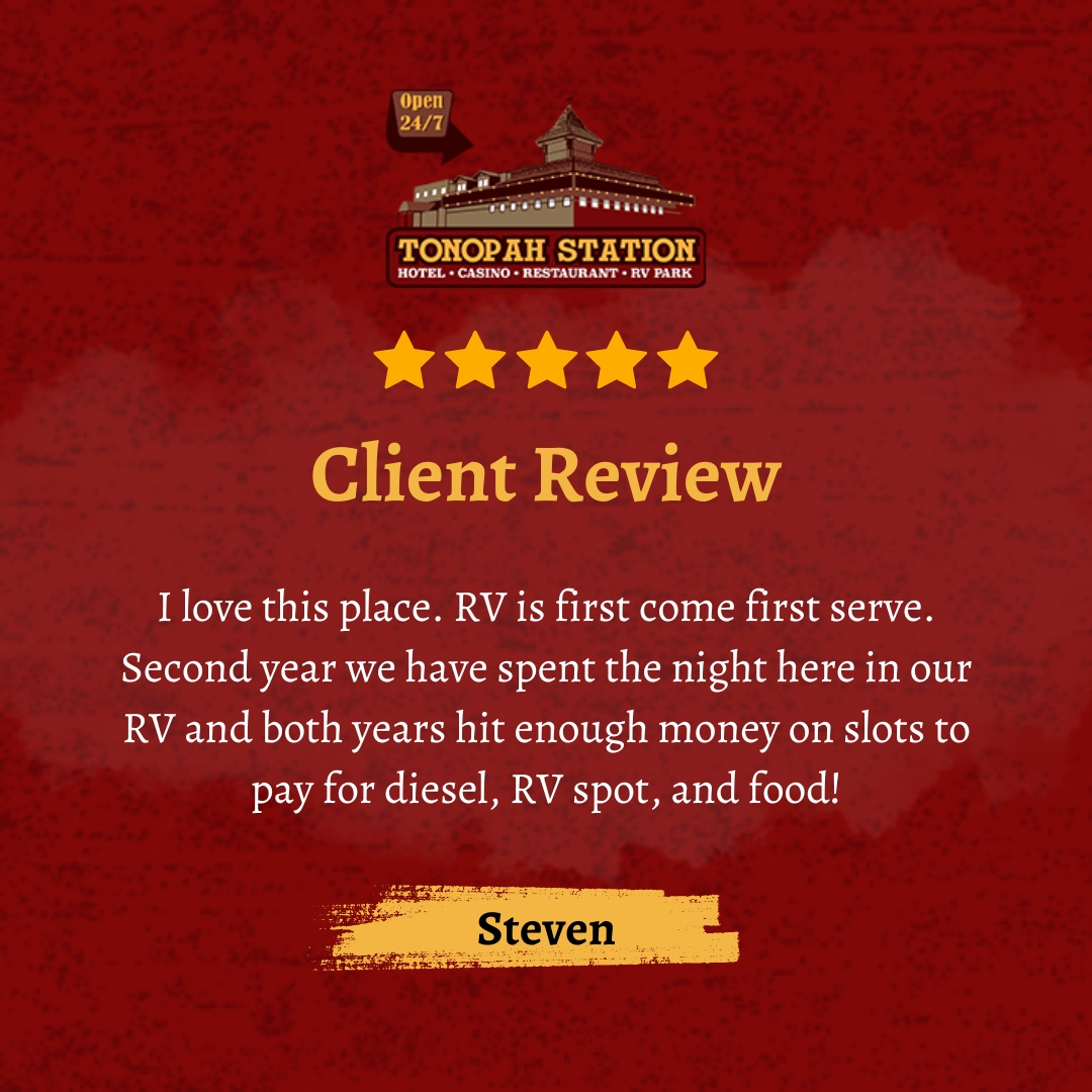 You never know what you could win by testing your luck at our casino! 🤩🎰
.
.
.
#TonopahStationHotel #Hotel #Casino #Restaurant #RVPark #Nevada #Tonopah #LasVegas #Reno #OldWest #Throwback #Museum #Travel #Review #FiveStarReview #Testimonials