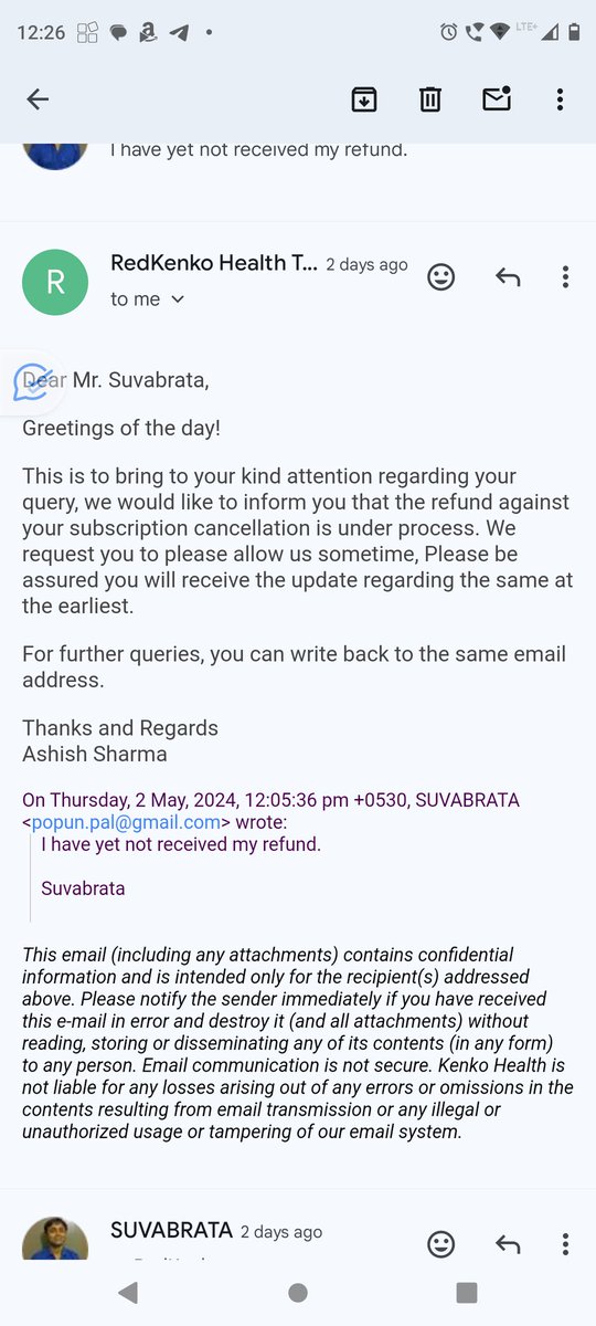 popun's tweet photo. @irdaindia @yourkenkohealth

Kenko health took around Rs 8000/ for an OPD policy on 8th April/24. They rejected the proposal on medical grounds but till date not refunded my amount. I have emailed them umpteen times but they have yet not refunded my amount. Screenshot attached. https://t.co/yI5FS1ZjtW