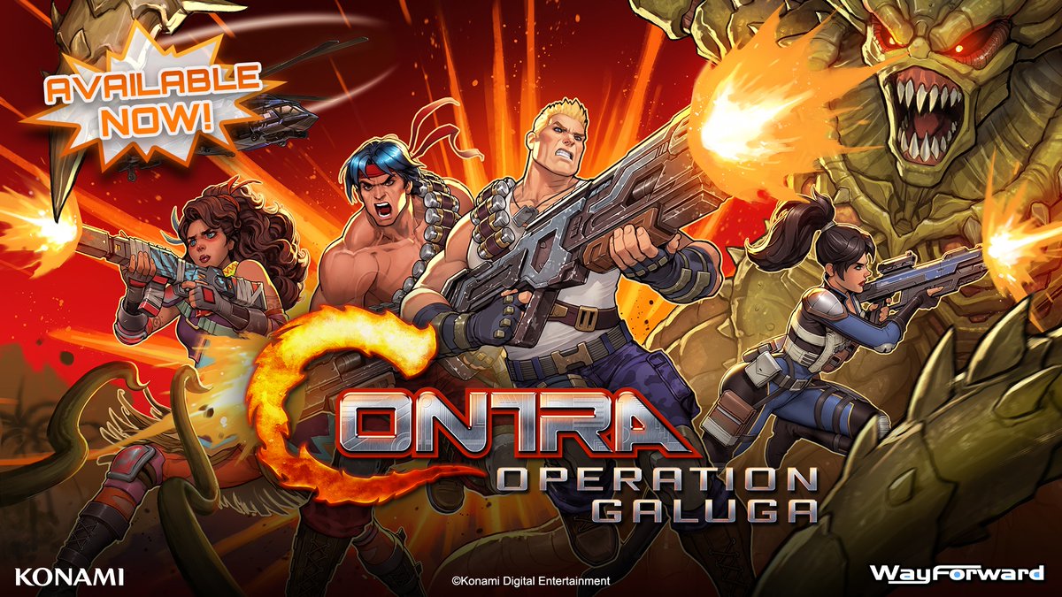 Lock & load - we're randomly giving away 3 free digital codes for Contra: Operation Galuga (platform of choice, NA or EU)! To enter: follow @WayForward & @ContraSoldier, retweet this post, & reply with #RedFalcon. Ends Monday May 6 at 12PM Pacific. Winners contacted by DM.