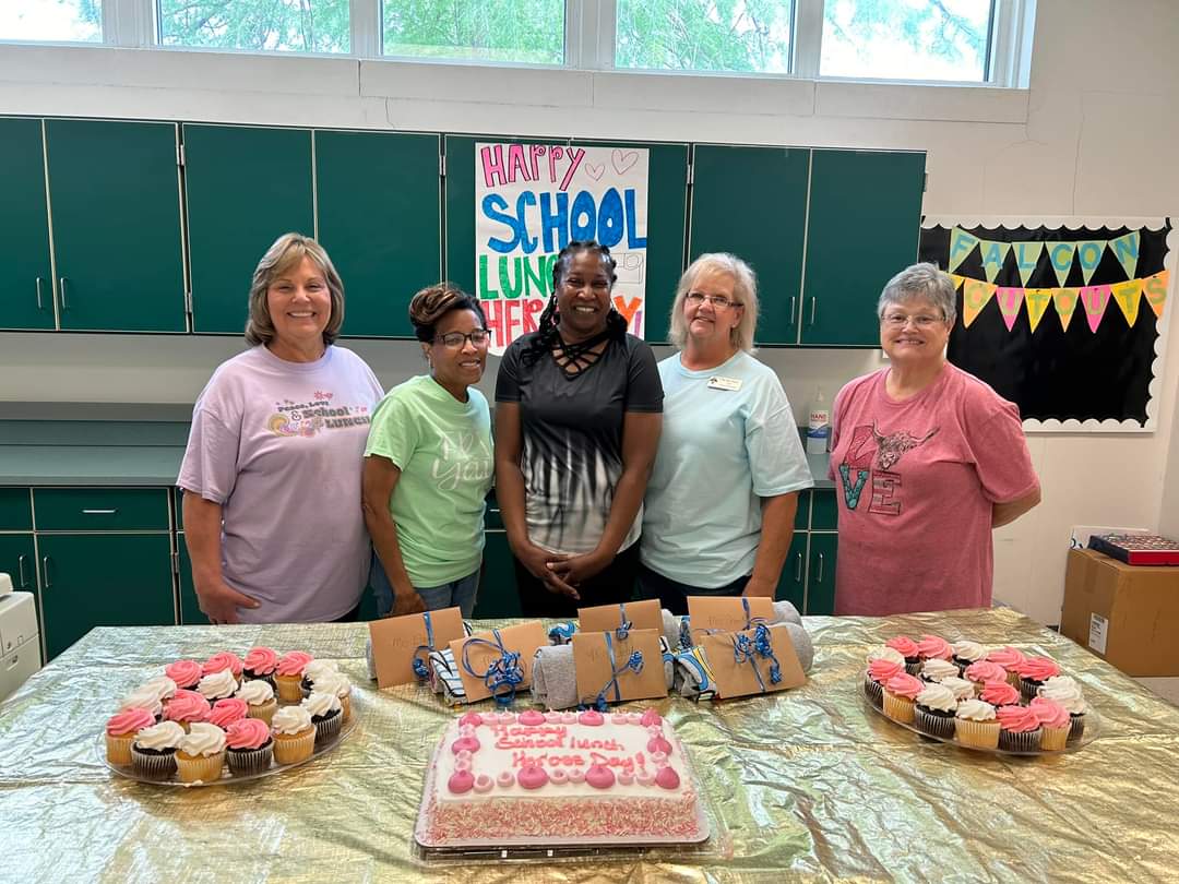 Thank you to our Lunch Heroes! This team of ladies work so hard to make sure we are all fed each day, and they do everything without complaining! You always see them with a smile on their faces. Happy School Lunch Hero Day! #fcslearn