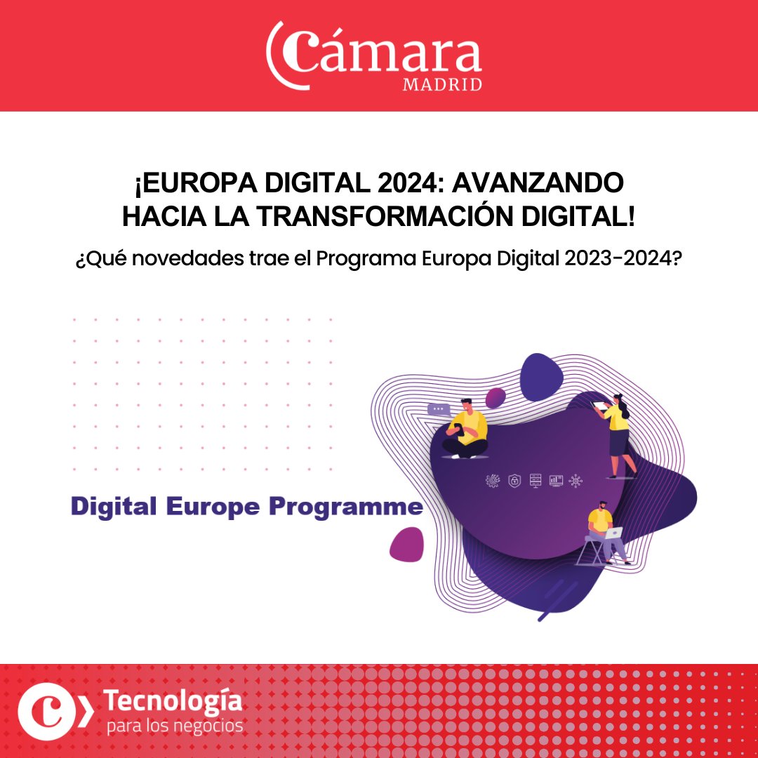 Desde el portal @TICnegociosMAD nos complace informarles sobre la importante decisión tomada por la Comisión Europea de el Programa Europa Digital 2023-2024, con un presupuesto total de más de 176 millones de euros. 🔎 is.gd/q0pJ6c #CámaraMadrid #TICNegocios