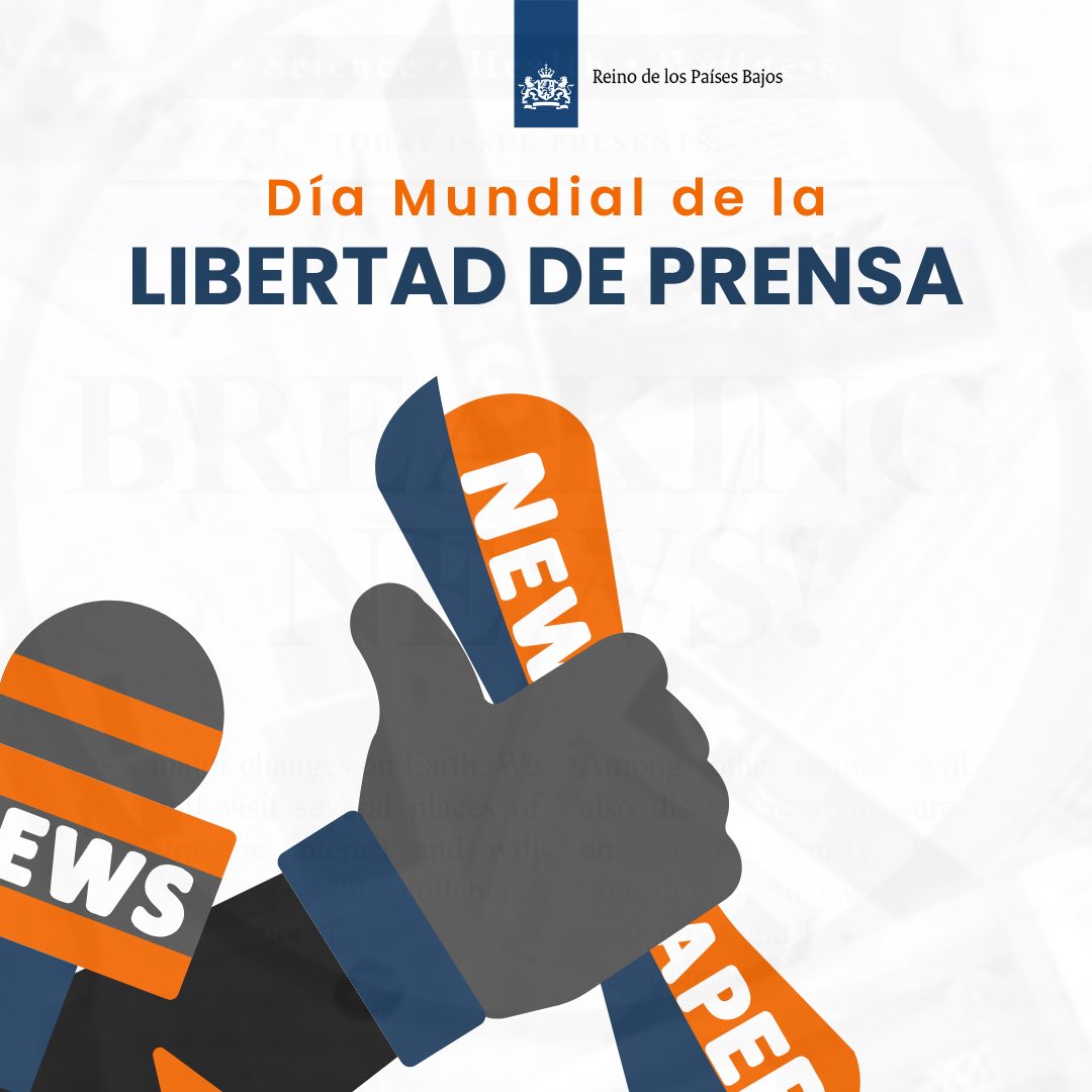 🇳🇱 Países Bajos trabaja para alcanzar mayor libertad de prensa en el mundo. También coordina junto con países miembros de la Coalición por la Libertad de Prensa para consagrar este derecho humano. @DutchMFA #WorldPressFreedomDay