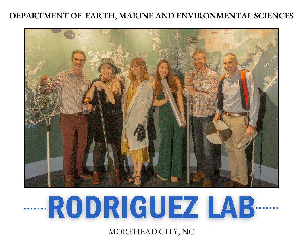 Meet the Rodriguez Lab at UNC! 

This group, led by Dr. Tony Rodriguez, investigates the present, historical, and ancient processes that shape our coasts. (1/5)
#HeelsOnEarth #EMESatUNC
