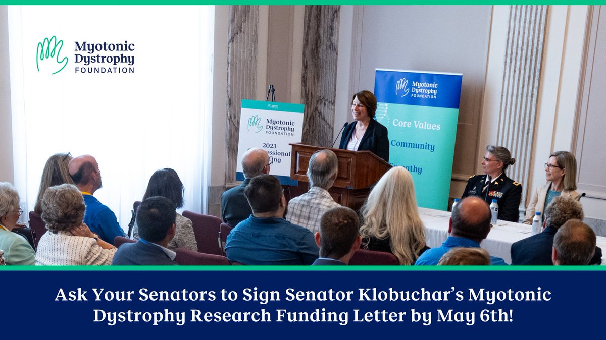 Email Your Senators to Sign @SenAmyKlobuchar $10 Million #MyotonicDystrophy Research Funding Letter by May 6th! Your voice is critically important & contacting your Senators takes less than 2 min! You can help change the future of DM research forever: votervoice.net/Myotonic/Campa…