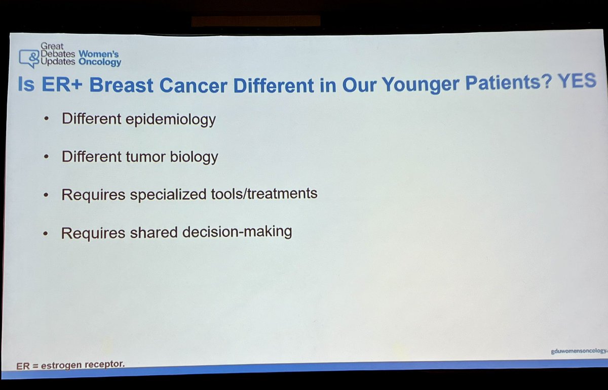 Does Age 50 Really Matter THAT Much for decision making in early ER+ breast cancer? Erica Mayer (@elmayermd) from @DFCI_BreastOnc supports the argument of YES, age matters! @GreatDebatesCME