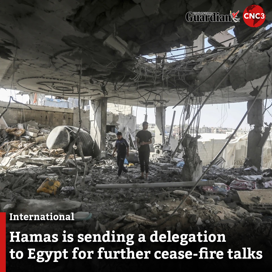 Hamas said Thursday that it was sending a delegation to Egypt for further cease-fire talks, in a new sign of progress in attempts by international mediators to hammer out an agreement between Israel and the militant group to end the war in Gaza. For more: cnc3.co.tt/hamas-is-sendi…