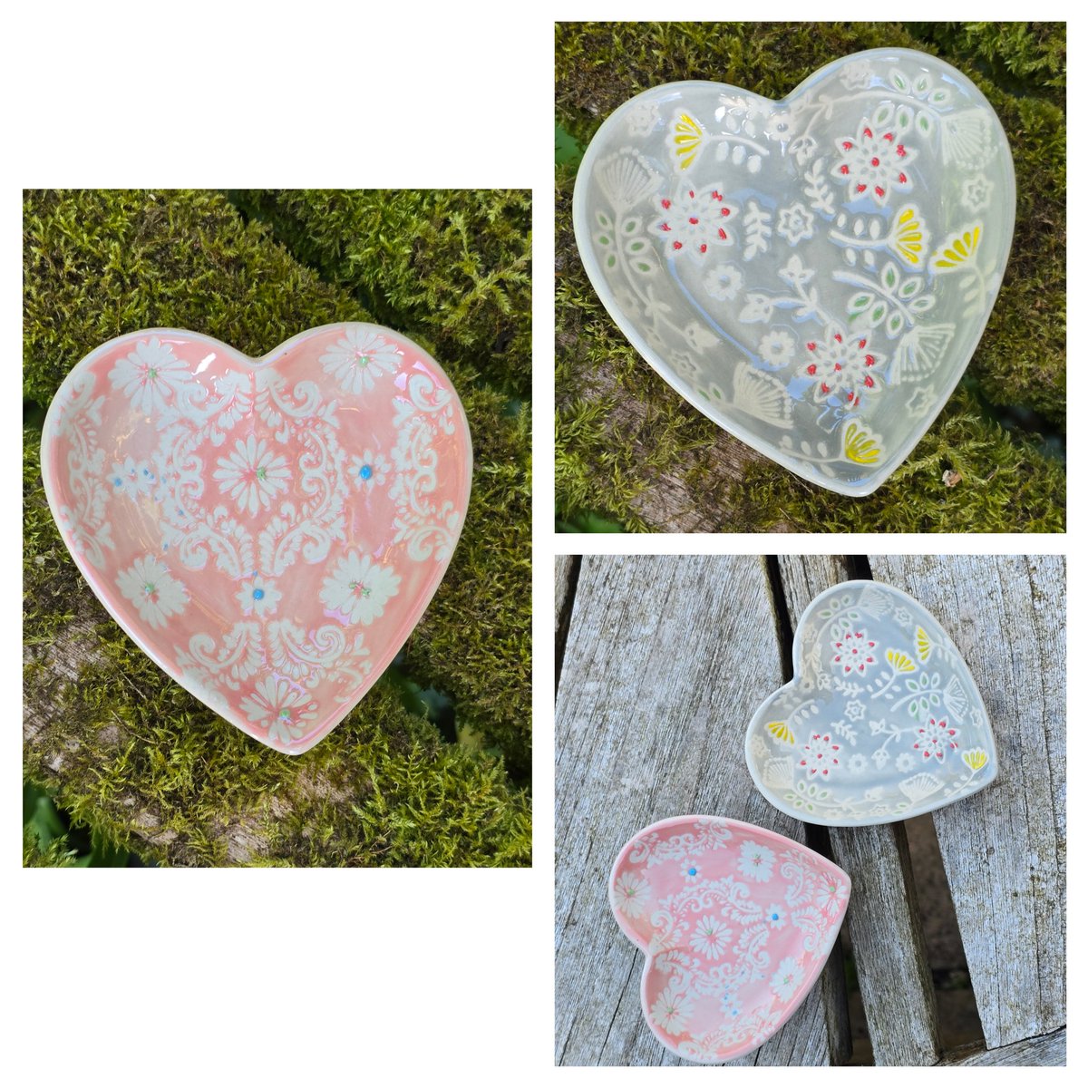 🩶🧡🩶Back on the @truro_farmers_market tomorrow with these little ceramic heart shaped trinket dishes in peach & grey which have proved to be very popular in both colours this week 🧡🩶🧡 # ceramic #heart #trinketdish #peach #grey #houseware #giftware #outdoor #market #Truro